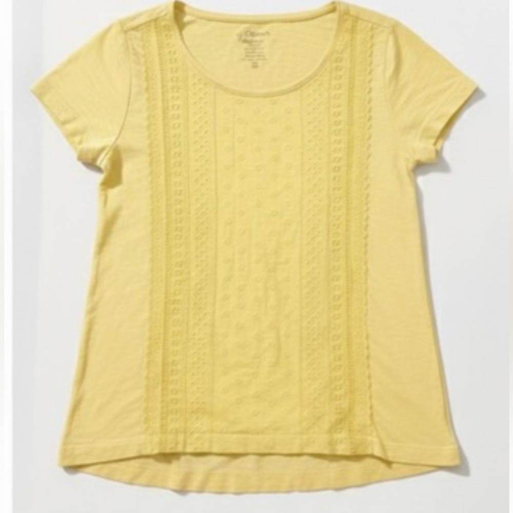 Chico’s Yellow Eyelet Lace Cotton Blend Top - Size 1